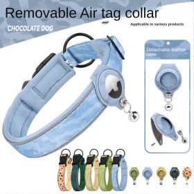 Cross-border new dog collar airtag locator anti-lost pet collar; Pet Collar with AirTag Case Holder (Size: Size M, colour: Camouflage blue collar set)