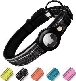 Reflective AirTag Dog Collar; ivienx Apple Air Tag Heavy Duty Dog Collar [Wide] Padded Pet Collar with AirTag Case Holder Accessories for Small Medium (color: Blue, Size: M (Neck 15-18"))