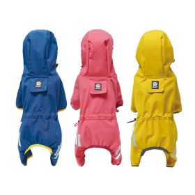 Small dog raincoat; body full surrounding; waterproof poncho pet clothes; with tow holes in the back (Size: M (recommended weight 4-6 kg), colour: turmeric)