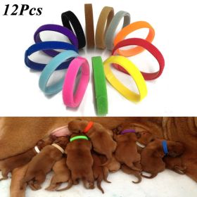 12 Pcs/Set Puppy Newborn Pets Identify Collars Adjustable Nylon Small Pet Dog Collars Kitten Necklace Whelping Puppy Collars (color: 12pcs, Size: L)