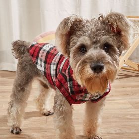 Pet Plaid Shirt For Small & Medium Dogs; Classic Dog Shirt Dog Polo T-Shirt; Pet Apparel (color: Red, Size: m)