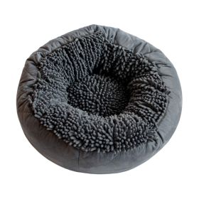 DGS Pet Products Dirty Dog Round Bed Large Brown 25" x 25" x 8" (color: Cool Grey, Size: Large)