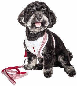 Pet Life Luxe 'Spawling' 2-In-1 Mesh Reversed Adjustable Dog Harness-Leash W/ Fashion Bowtie (color: Red, Size: Large)
