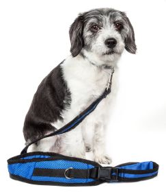 Pet Life Echelon Hands Free And Convertible 2-In-1 Training Dog Leash And Pet Belt With Pouch (color: Blue)