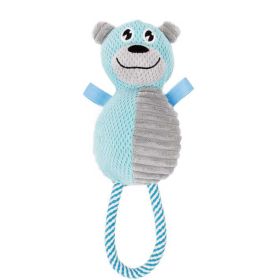 Pet Life Plush Huggabear Natural Jute And Squeak Chew Tugging Dog Toy (color: Blue/Grey)