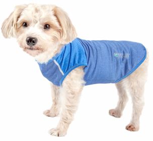 Pet Life Active 'Aero-Pawlse' Heathered Quick-Dry And 4-Way Stretch-Performance Dog Tank Top T-Shirt (color: Blue, Size: Large)