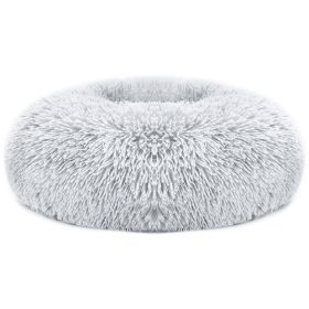Pet Dog Bed Soft Warm Fleece Puppy Cat Bed Dog Cozy Nest Sofa Bed Cushion L Size (color: Gray, Size: L)