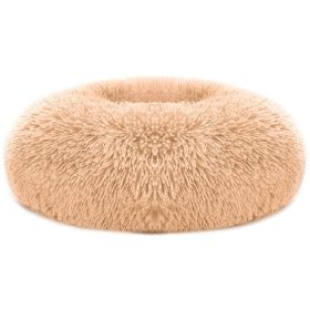 Pet Dog Bed Soft Warm Fleece Puppy Cat Bed Dog Cozy Nest Sofa Bed Cushion L Size (color: Brown, Size: L)