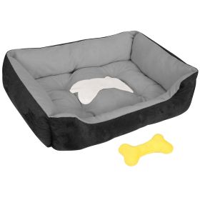 Pet Dog Bed Soft Warm Fleece Puppy Bed Dog Cozy Nest Sofa Bed Cushion Mat S Size (color: Black, Size: S)