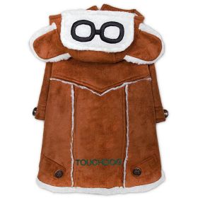 Touchdog 'Tuskegee' Aero-Vintage Designer Dog Coat (color: Brown, Size: Large)