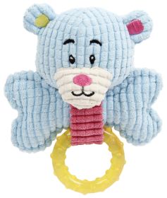 Pet Life 'Paci-Plush' Plush Squeaking and Rubber Teething Newborn Puppy Dog Toy (color: Light Blue)