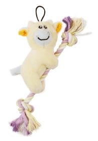 Pet Life 'Broom-Lick' Plush and Jute Rope Squeaking Newborn Cat and Dog Toy (color: Yellow)