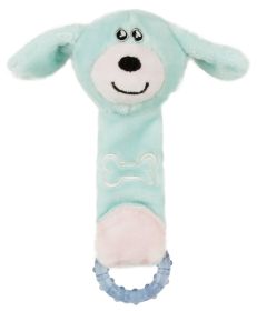 Pet Life Moo-Born' Plush Squeaky and Crinkle Newborn Rubber Teething Cat and Dog Toy (color: Blue)