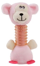 Pet Life Totty-Chew' Plush and Rubber Squeaking Newborn Teething Cat and Dog Toy (color: Pink)