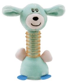 Pet Life Totty-Chew' Plush and Rubber Squeaking Newborn Teething Cat and Dog Toy (color: Blue)