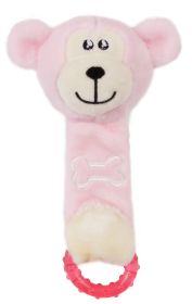 Pet Life Moo-Born' Plush Squeaky and Crinkle Newborn Rubber Teething Cat and Dog Toy (color: Pink)