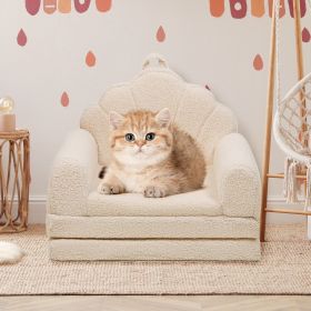 Shell-Shaped Convertible Dog Bed Sofa (22.8"x18.8"x15.7"): 2-in-1 Pet Bed & Couch With Machine-Washable Cover (color: cream)