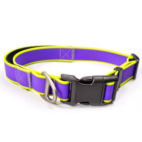Tactical collar for medium and large dogs Odor-proof & mildew-resistant Beach-ready quick rinse Non-slip padded interior Rust-proof zinc alloy D-ring (color: Purple-yellow, Size: m)