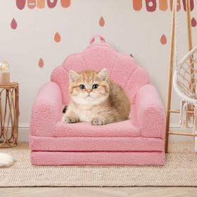 Shell-Shaped Convertible Dog Bed Sofa (22.8"x18.8"x15.7"): 2-in-1 Pet Bed & Couch With Machine-Washable Cover (color: Pink)