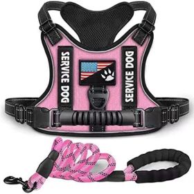 Pet Harness And Leash Set For Dog; Adjustable No Pull Service Dog Vest Harness For Walking (color: Pink, Size: m)