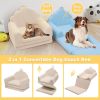 Shell-Shaped Convertible Dog Bed Sofa (22.8"x18.8"x15.7"): 2-in-1 Pet Bed & Couch With Machine-Washable Cover