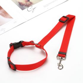 Solid Color 2 In 1 Pet Car Seat Belt Nylon Lead Leash Backseat Safety Belt Adjustable For Dog & Cat (color: Red)