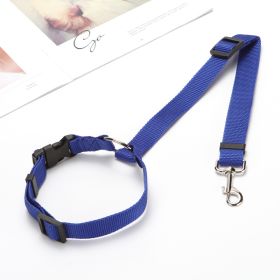 Solid Color 2 In 1 Pet Car Seat Belt Nylon Lead Leash Backseat Safety Belt Adjustable For Dog & Cat (color: Blue)