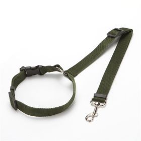 Solid Color 2 In 1 Pet Car Seat Belt Nylon Lead Leash Backseat Safety Belt Adjustable For Dog & Cat (color: Army Green)