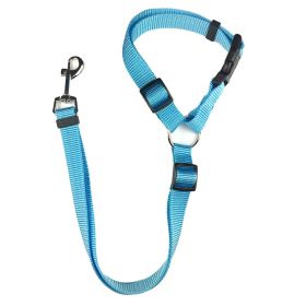 Solid Color 2 In 1 Pet Car Seat Belt Nylon Lead Leash Backseat Safety Belt Adjustable For Dog & Cat (color: SkyBlue)