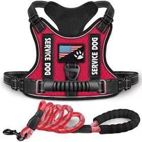 Pet Harness And Leash Set For Dog; Adjustable No Pull Service Dog Vest Harness For Walking (color: Red, Size: XL)
