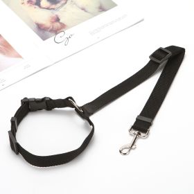 Solid Color 2 In 1 Pet Car Seat Belt Nylon Lead Leash Backseat Safety Belt Adjustable For Dog & Cat (color: Black)