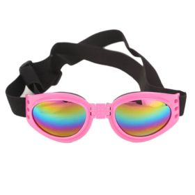 Pet Sunglasses For Dods; Foldable Dog Glasses For Outdoor; Pet Accessories (color: Pink, Size: one-size)