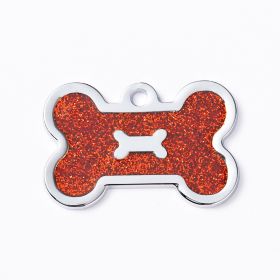 Metal Pet ID Tags With Pink Bone Shape For Dogs & Cats (color: Shiny red, Size: 1 peice)