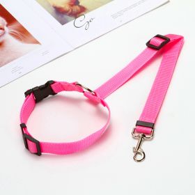 Solid Color 2 In 1 Pet Car Seat Belt Nylon Lead Leash Backseat Safety Belt Adjustable For Dog & Cat (color: Rose)