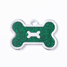 Metal Pet ID Tags With Pink Bone Shape For Dogs & Cats (color: Shiny green, Size: 1 peice)