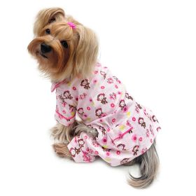 Girly Monkey Flannel Pajamas with 2 Pockets (yellow: Pink, Extra Large:: S)