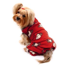 Silly Monkey Front Sleeveless Fleec Pajamas (yellow: Burgundy, Extra Large:: S)
