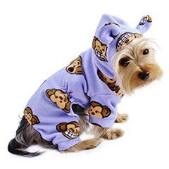 Adorable Silly Monkey Fleece Dog Pajamas/Bodysuit with Hood (yellow: Lavender, Extra Large:: L)