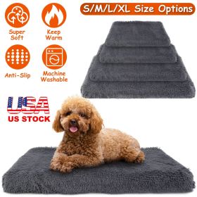 Dog Bed Soft Plush Cushion Cozy Warm Pet Crate Mat Dog Carpet Mattress with Long Plush for S/M Dogs (Option:: S)