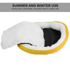 Pet Dog Bed Soft Warm Fleece Puppy Cat Bed Dog Cozy Nest Sofa Bed Cushion For S/M Dog (Option:: Yellow)