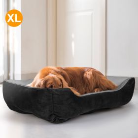 Pet Dog Bed Soft Warm Fleece Puppy Cat Bed Dog Cozy Nest Sofa Bed Cushion Mat For S/M Dog (Option:: Black_XL)