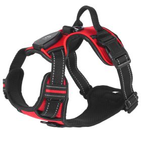 Light Up Dog Harness Rechargeable LED Dog Harness No Pull Lighted Dog Vest with Handle for Small/Medium/Large Dogs (Option:: Red_S)