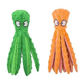 2Pcs Squeaky Dog Toys No Stuffing Crinkle Plush Octopus Dog Teething Toy Interactive Dog Toy Dog Training Toy For Puppy Small Medium Large Dog (Option:: Green_Orange)