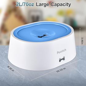 2L 70oz Spill-Proof Dog Slow Flow Drinking Bowl With Activated Carbon Filter (Color: Blue)
