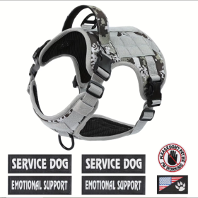 Hiphoppet US Local Tactical Service Dog Harness Vest Adjustable Reflective No Pulling Large Dog Harness With Metal Buckle (Option: GrayCamo-S)