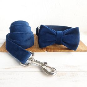Bow pet collar large and small pet traction collar dog chain (Option:: Blue-S)