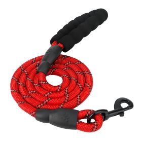 5FT Dog Leash Dog Training Walking Lead w/ Foam Handle Highly Reflective Treads Strong Nylon Dog Rope For Small Medium Dogs (Option:: Red)