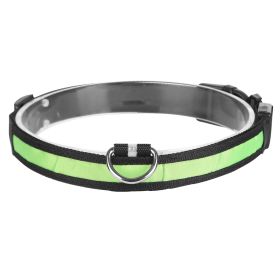 LED Dog Collar USB Rechargeable Adjustable Dog Safety Collar Night Safety Flashing Luminous Light up Collar (Option:: M_Green)
