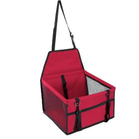 Dog Booster Car Seat Foldable Dog Booster Seat Pet Travel Carrier w/ Clip-on Safety Leash Zipper Storage Pocket for Small Medium Pets Up to 20Lbs (Option:: Red)