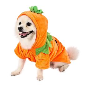 Dog Hoodie Cute Funny Halloween Style Pumpkin Cosplay Costume Warm Puppy Fleece Clothes (Option: L)